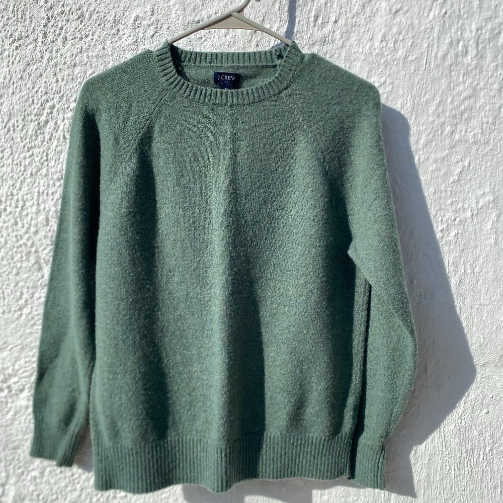 JCREW WOOL CREW SWEATER GREEN